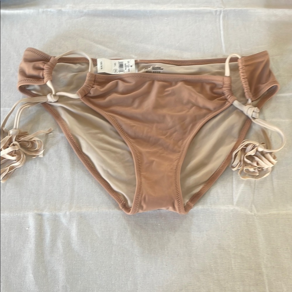 Tan Bikini Bottom with Side Ties